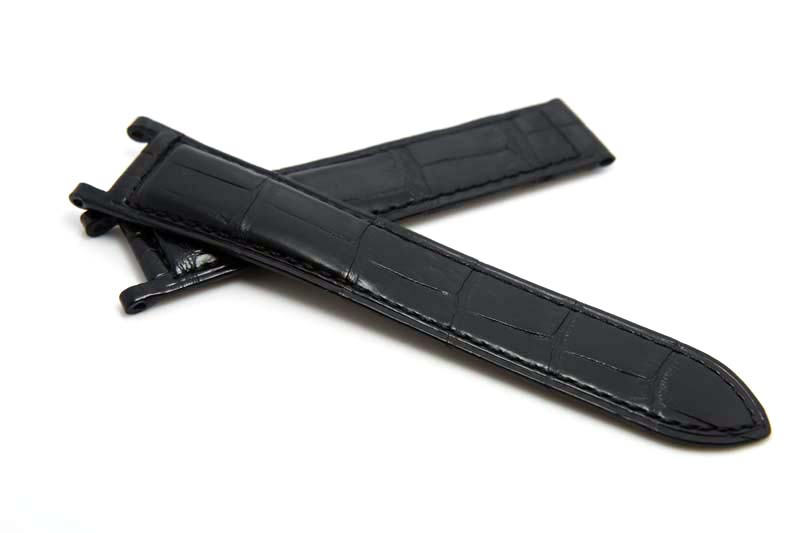 Black Alligator leather watch band - Crocodile